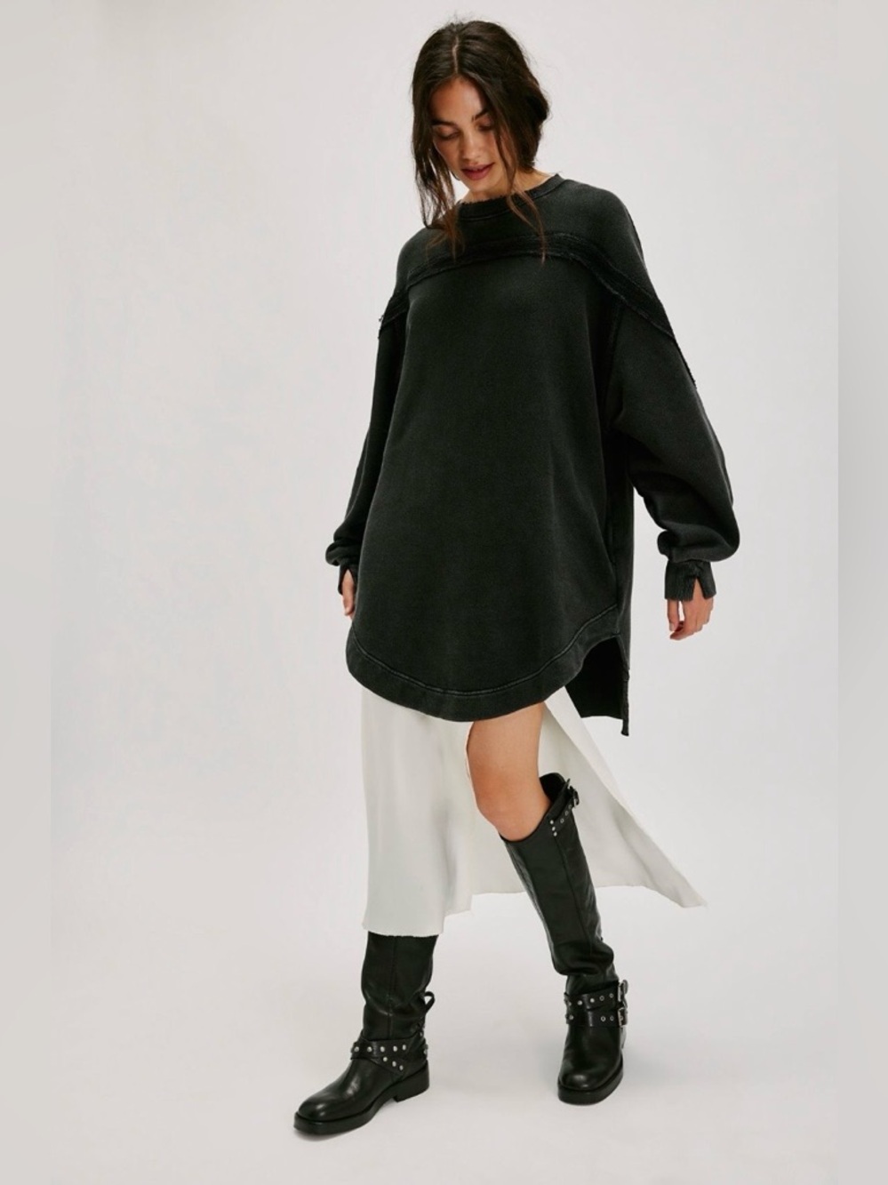 Free People Taylor Sweatshirt in washed black